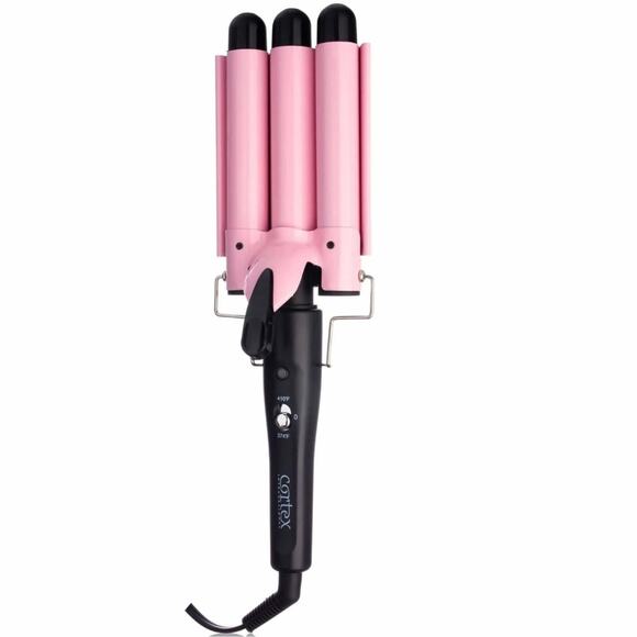 Wave Maker Hair Tool 1 inch Ceramic Triple Barrels Pink - Picture 2 of 3